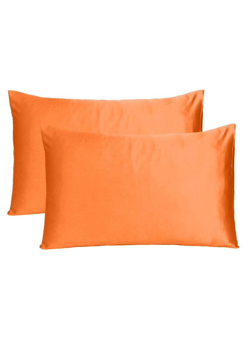 Riara - Satin Pillow Cover For Hair Care and Smooth Skin Orange Peel  Silk Pillowcase Set of 2 with Envelope Closure 50W X 76L CM Queen Size (20 x 30 Inches) - Image 1