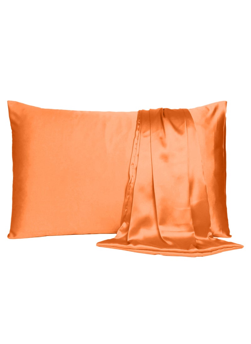 Riara - Satin Pillow Cover For Hair Care and Smooth Skin Orange Peel  Silk Pillowcase Set of 2 with Envelope Closure 50W X 76L CM Queen Size (20 x 30 Inches) - Image 1