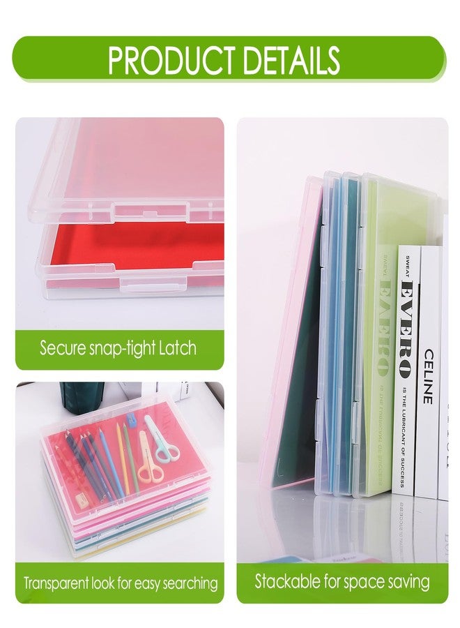 FAAYUCK 4 Pack Photo Storage Box, Scrapbook Paper Storage Box Fits 8.5" x 11.5" Letter, Stackable Scrapbook Organizer with Snap for Protecting Scrapbooks, Photos, Game Card, Office Supplies, Files - Image 4