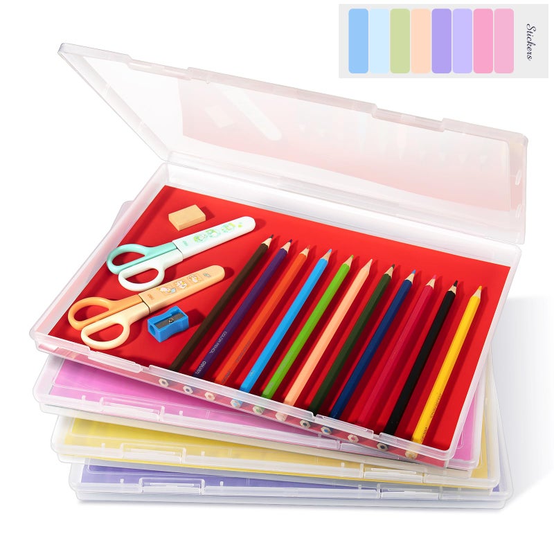 FAAYUCK 4 Pack Photo Storage Box, Scrapbook Paper Storage Box Fits 8.5" x 11.5" Letter, Stackable Scrapbook Organizer with Snap for Protecting Scrapbooks, Photos, Game Card, Office Supplies, Files - Image 1