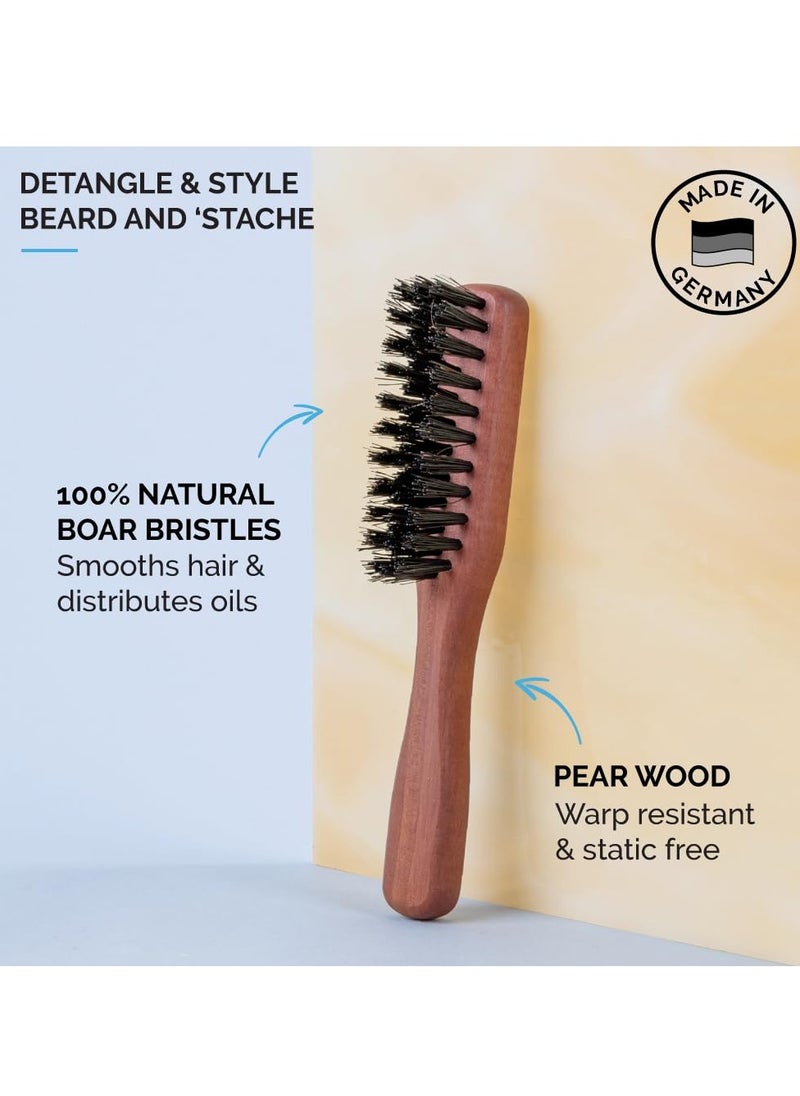 Zeus - ZEUS Boar Bristle Beard & Mustache Handled Brush for Men, Soft Bristles, Travel Beard Care Brush with Handle (Made in Germany) J92 - Image 1