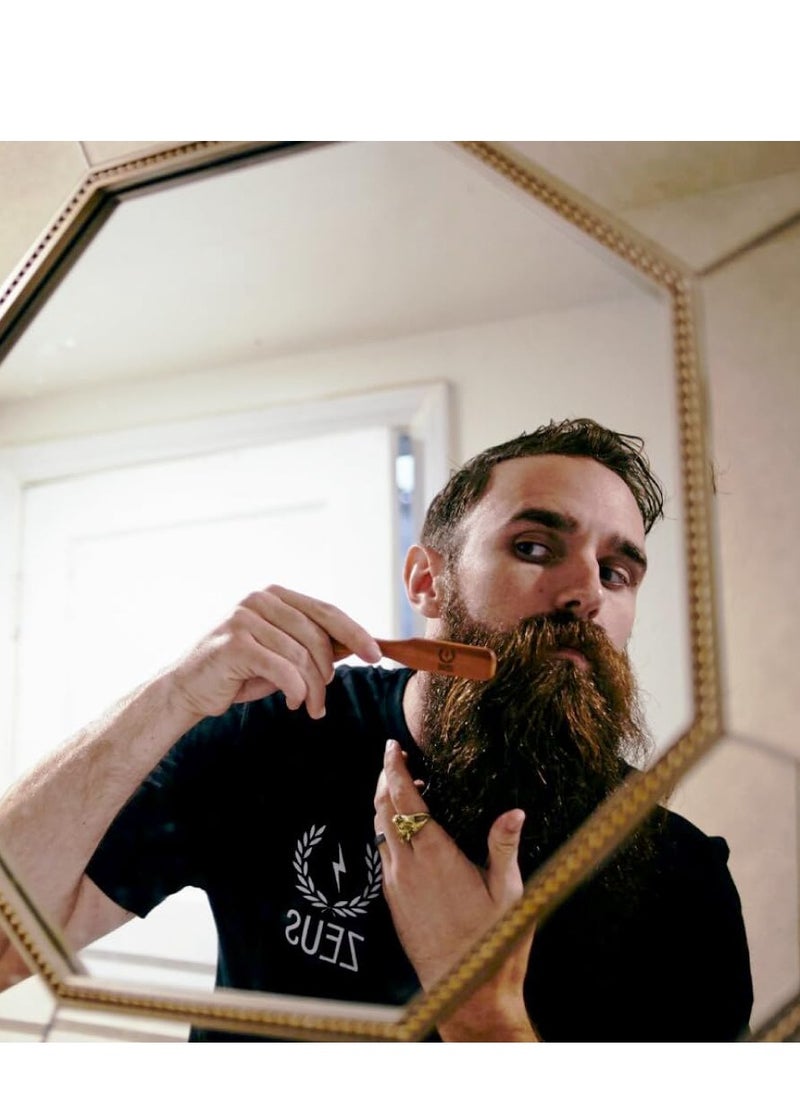Zeus - ZEUS Boar Bristle Beard & Mustache Handled Brush for Men, Soft Bristles, Travel Beard Care Brush with Handle (Made in Germany) J92 - Image 1