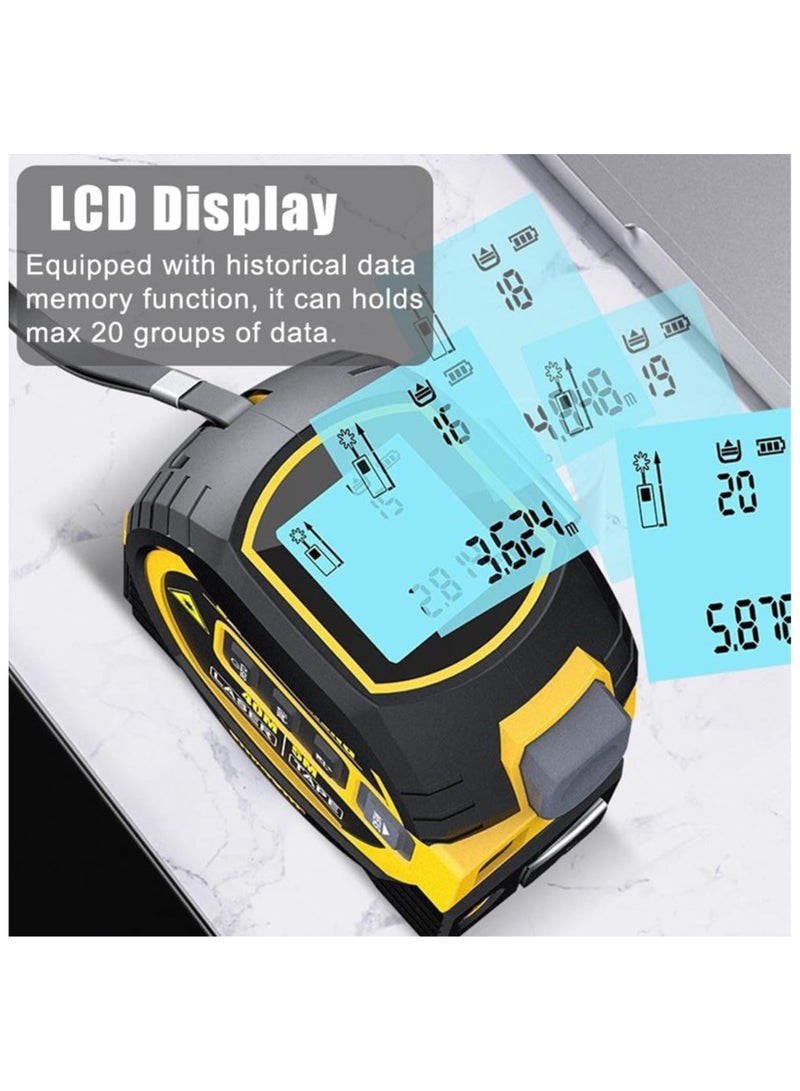 XiuWoo 3 in 1 c tape measure, digital distance meters with LCD display,60m measure, 5m tape measure, vertical cross line, measuring area volume distance and pythagorean circumference  - Image 3