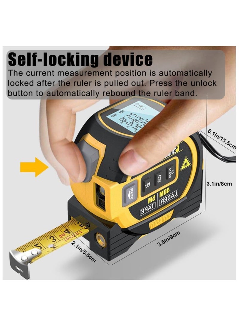 XiuWoo 3 in 1 c tape measure, digital distance meters with LCD display,60m measure, 5m tape measure, vertical cross line, measuring area volume distance and pythagorean circumference  - Image 4