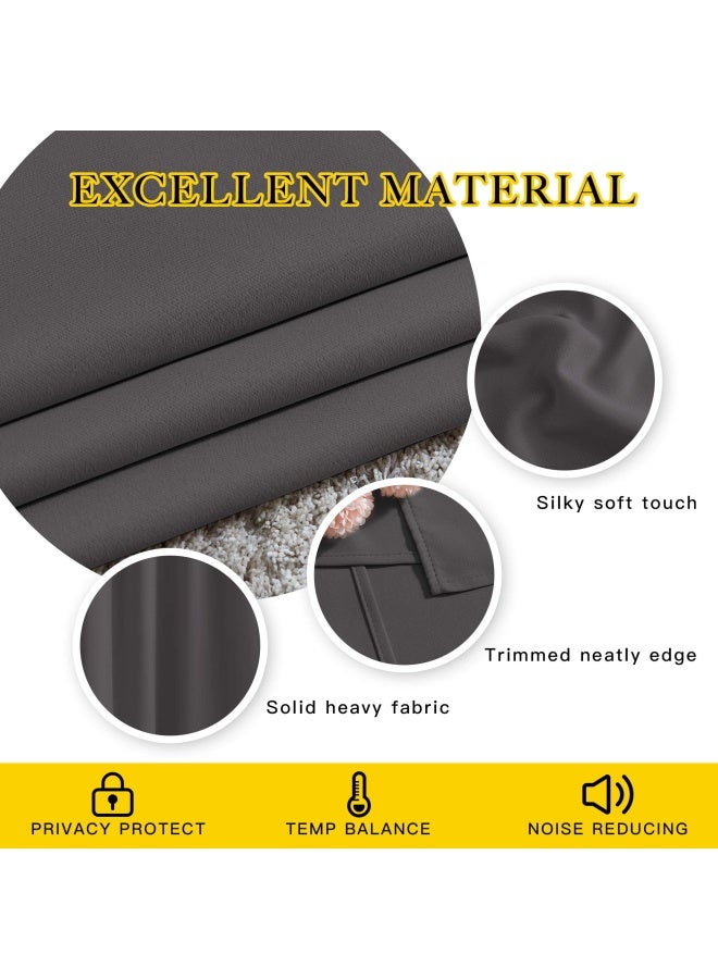 NICETOWN Blackout Curtains Panels for Bedroom - Three Pass Microfiber Noise Reducing Thermal Insulated Solid Ring Top Blackout Window Drapes 2 Panels 132 x 213 cm Gray  - Image 3