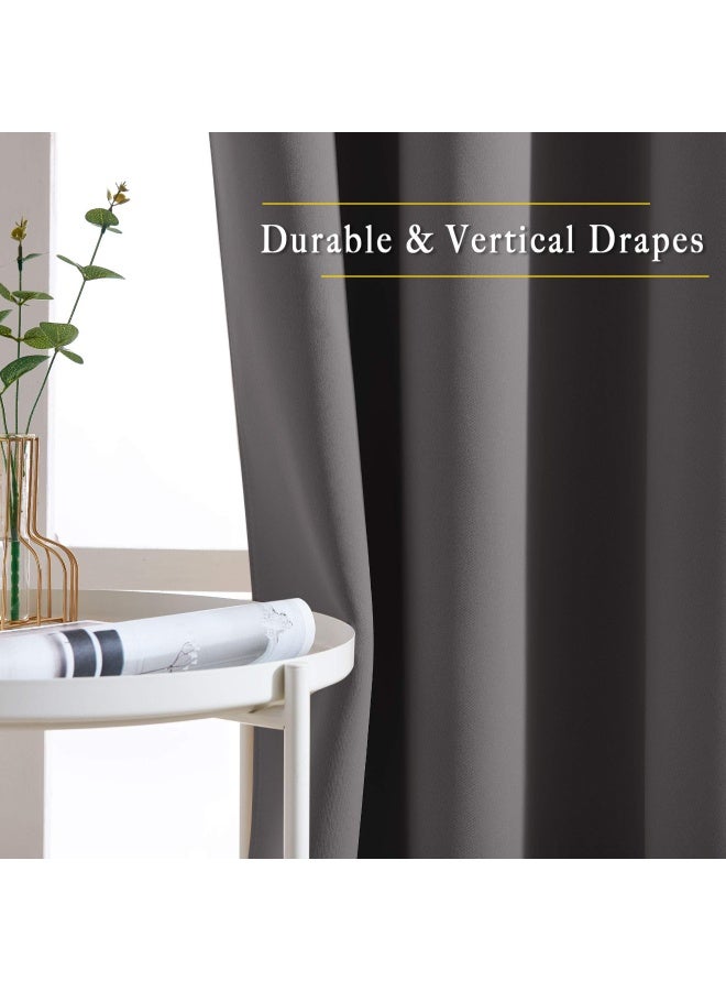 NICETOWN Blackout Curtains Panels for Bedroom - Three Pass Microfiber Noise Reducing Thermal Insulated Solid Ring Top Blackout Window Drapes 2 Panels 132 x 213 cm Gray  - Image 5