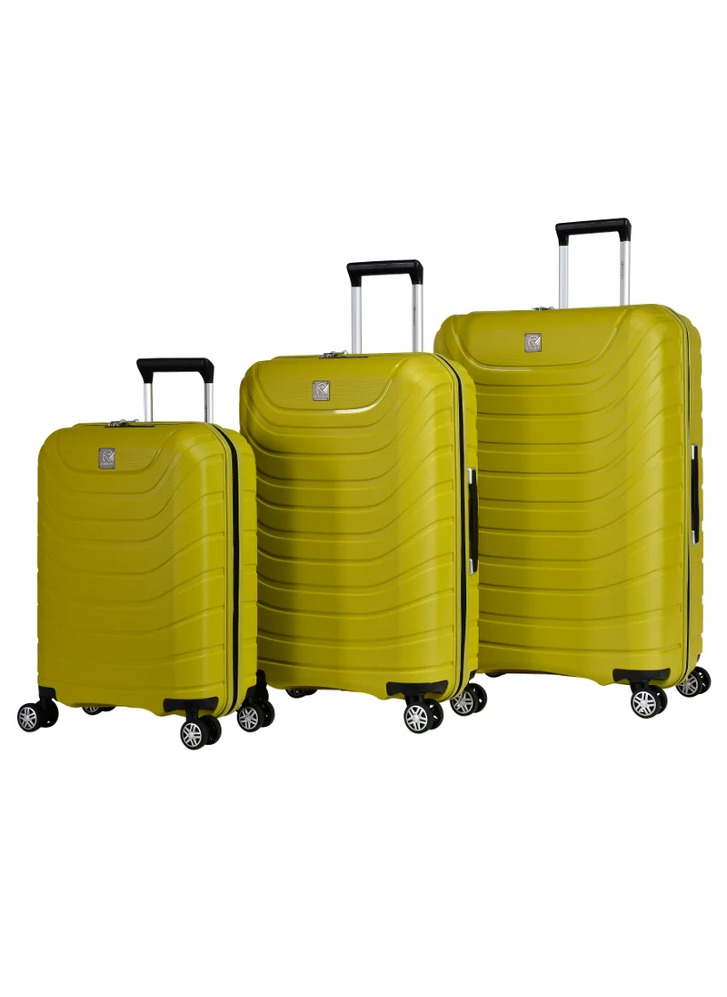 إيمينينت Knight Hard Case Travel Bag Trolley Luggage Set 0f 3 Polypropylene Lightweight Suitcase 4 Quiet Double Spinner Wheels With Tsa Lock B0011 Chartreuse