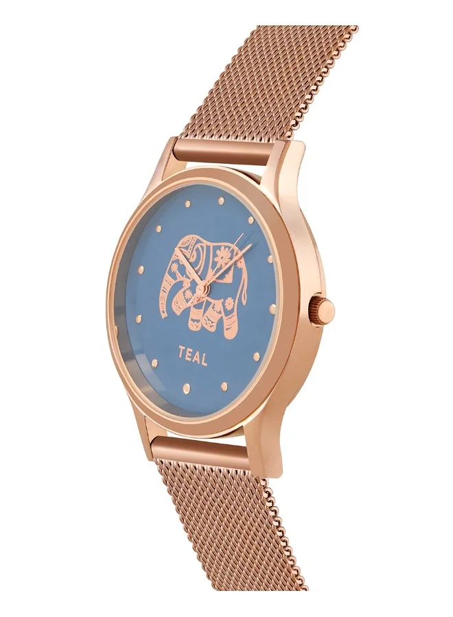 Chumbak TEAL by Chumbak Carnival Elephant Watch,Metal Mesh Strap