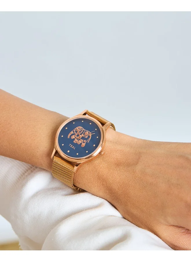 تشامباك TEAL by Chumbak Carnival Elephant Watch,Metal Mesh Strap