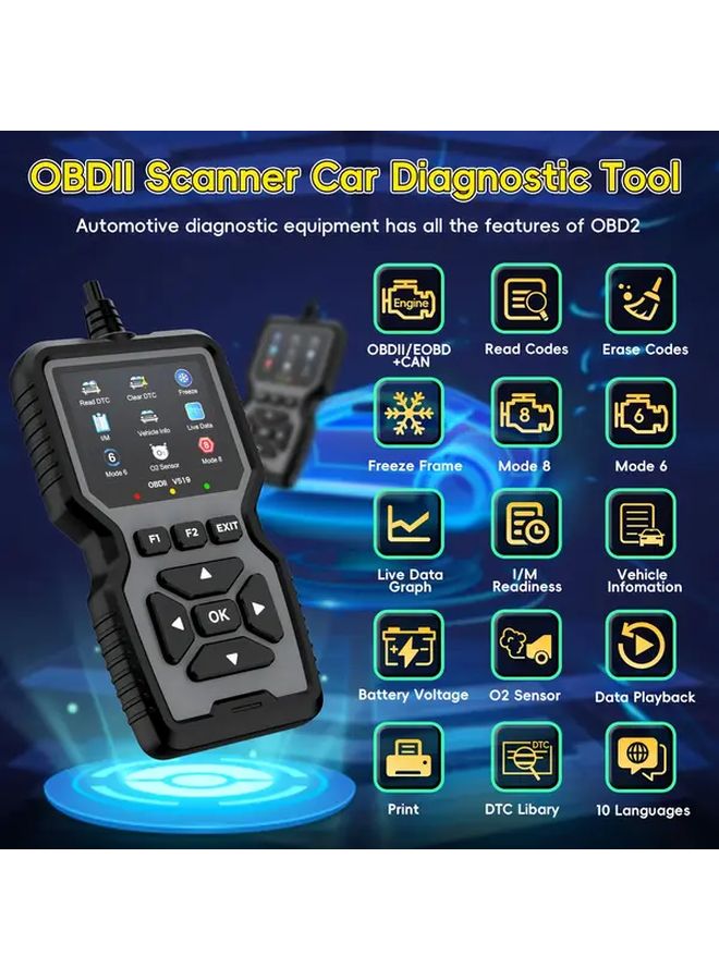 Deep Blue Advanced OBD2 Scanner with Live Data Battery Voltage Test Full OBD Modes - Image 4