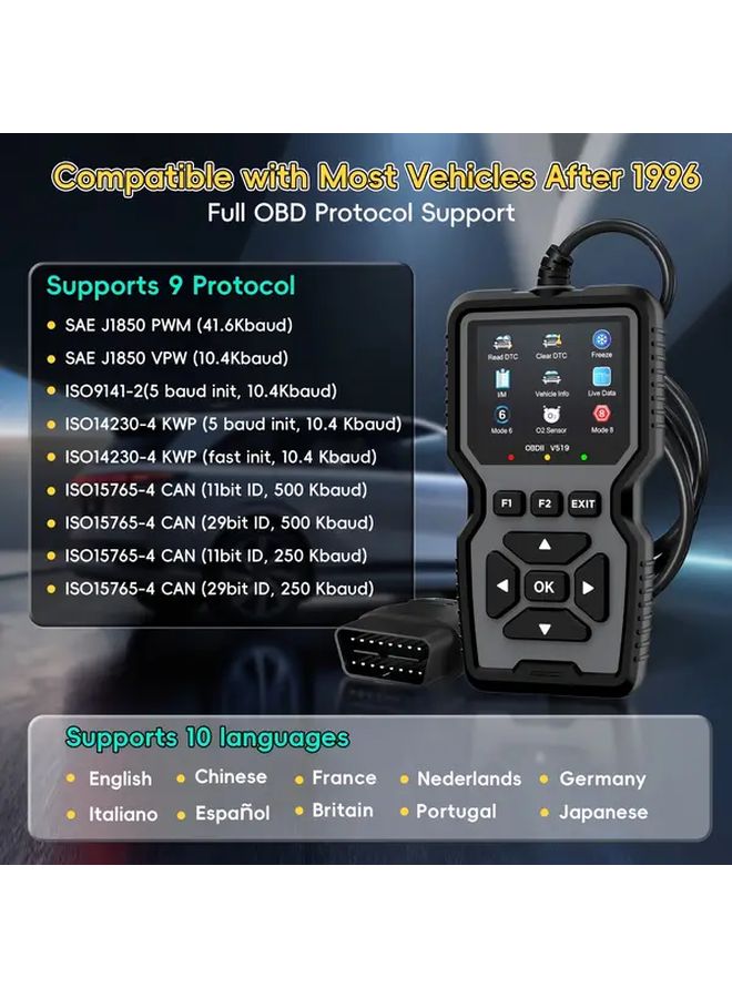 Deep Blue Advanced OBD2 Scanner with Live Data Battery Voltage Test Full OBD Modes - Image 2
