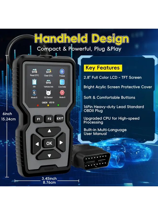 Deep Blue Advanced OBD2 Scanner with Live Data Battery Voltage Test Full OBD Modes - Image 3