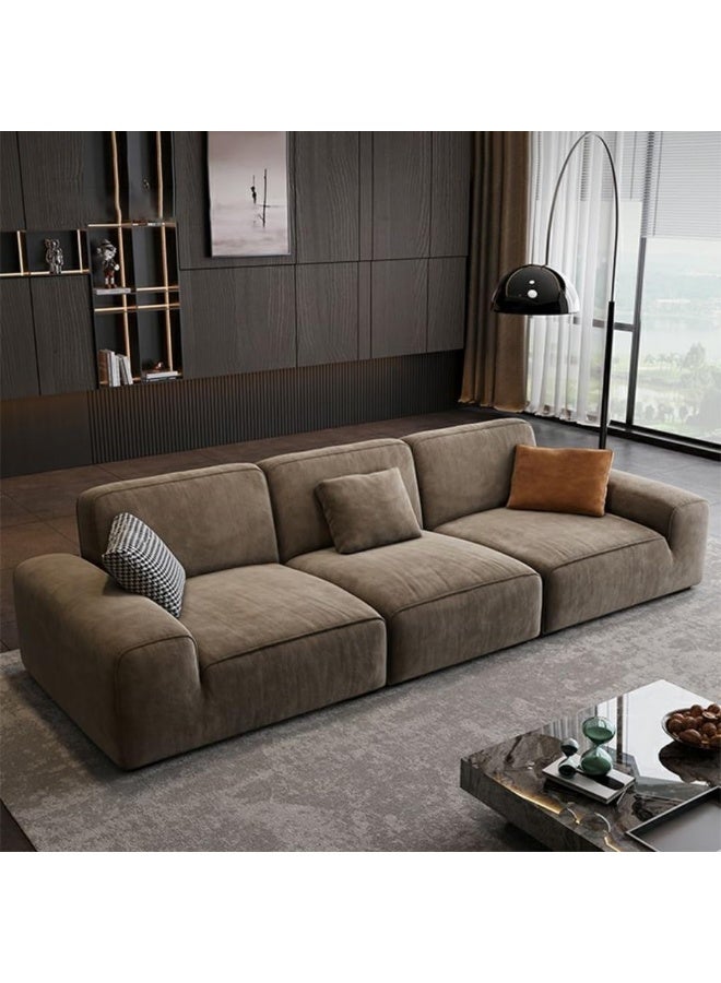 Poppins Home Dark Brown Standard Sofa with Concealed Support - Modern Square Arm Pillow Back Couch, Durable Abrasive ClothUpholstery, Comfortable Foam Seating for Living Room - Image 2