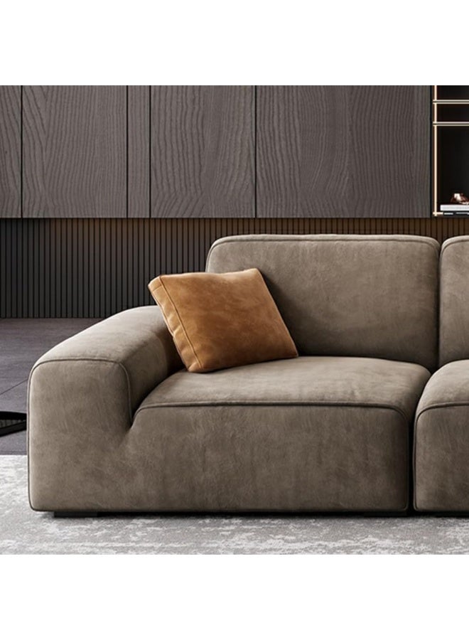 Poppins Home Dark Brown Standard Sofa with Concealed Support - Modern Square Arm Pillow Back Couch, Durable Abrasive ClothUpholstery, Comfortable Foam Seating for Living Room - Image 3