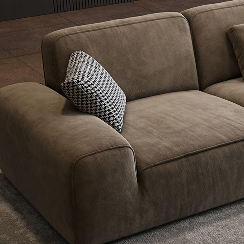 Poppins Home Dark Brown Standard Sofa with Concealed Support - Modern Square Arm Pillow Back Couch, Durable Abrasive ClothUpholstery, Comfortable Foam Seating for Living Room - Image 4