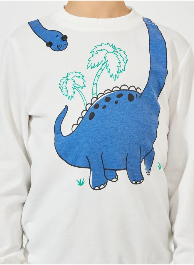 Styli Dinosaur Print Lightweight Sweatshirt