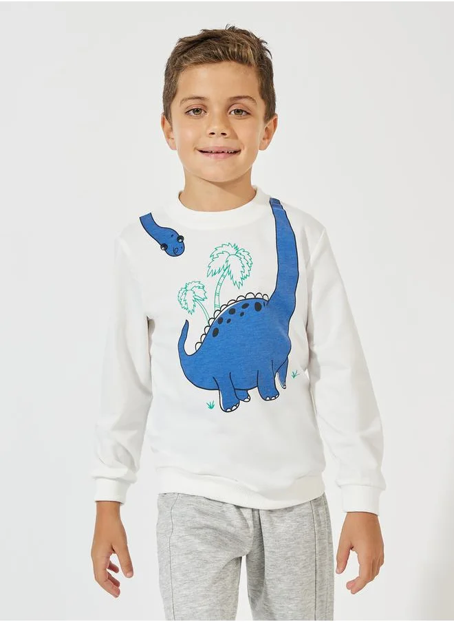 Styli Dinosaur Print Lightweight Sweatshirt