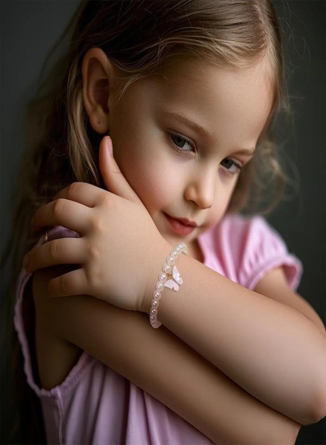 Sorellaz Girls Butterfly Pendant 20 Pearl Stretch Bracelet: Pack of 1 (SR/FAJEWLK21-L94G) - Image 4