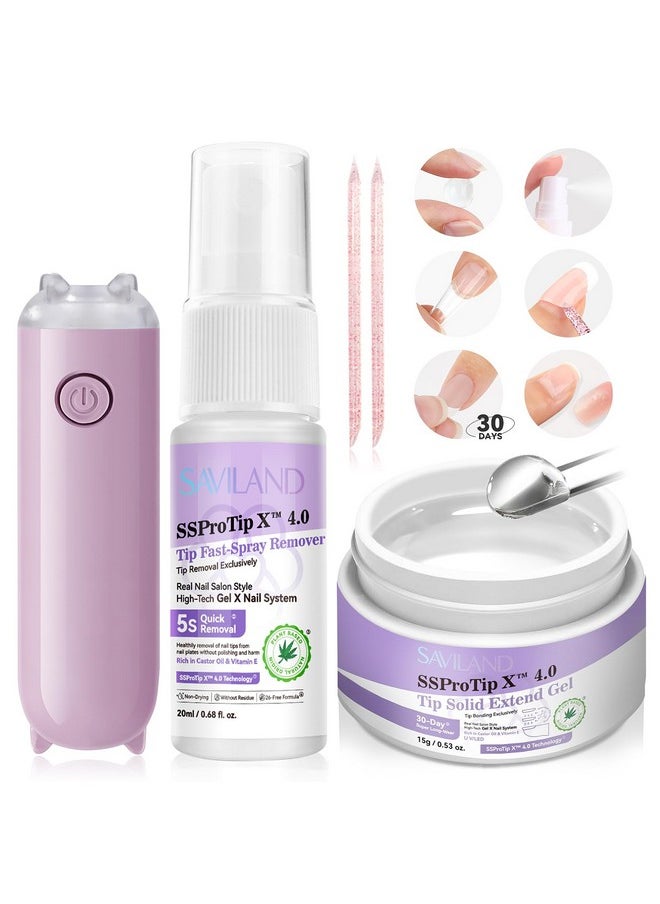 Saviland - SAVILAND Solid Nail Glue Gel & Nail Glue Remover Kit: U V Light for Nails Complete Nails Tools for Press Ons Strong Nail Glue Gel Handheld Gel X Lamp for Gel Nails and Quick Press On Nail Remover - Image 1