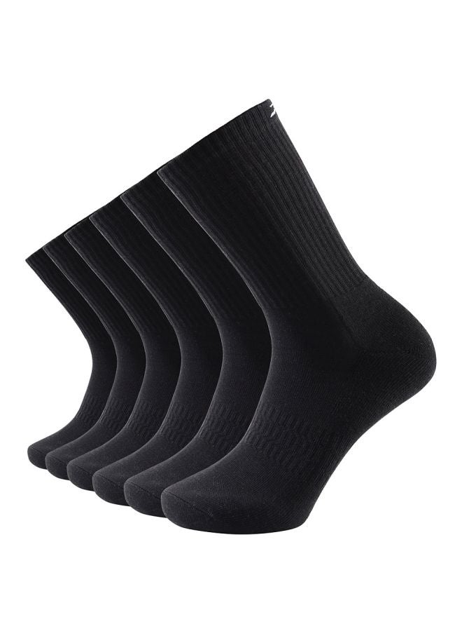 Pair Of 6 Solid Crew Socks Black