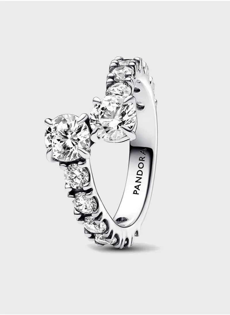 باندورا Sparkling Overlapping Band Ring