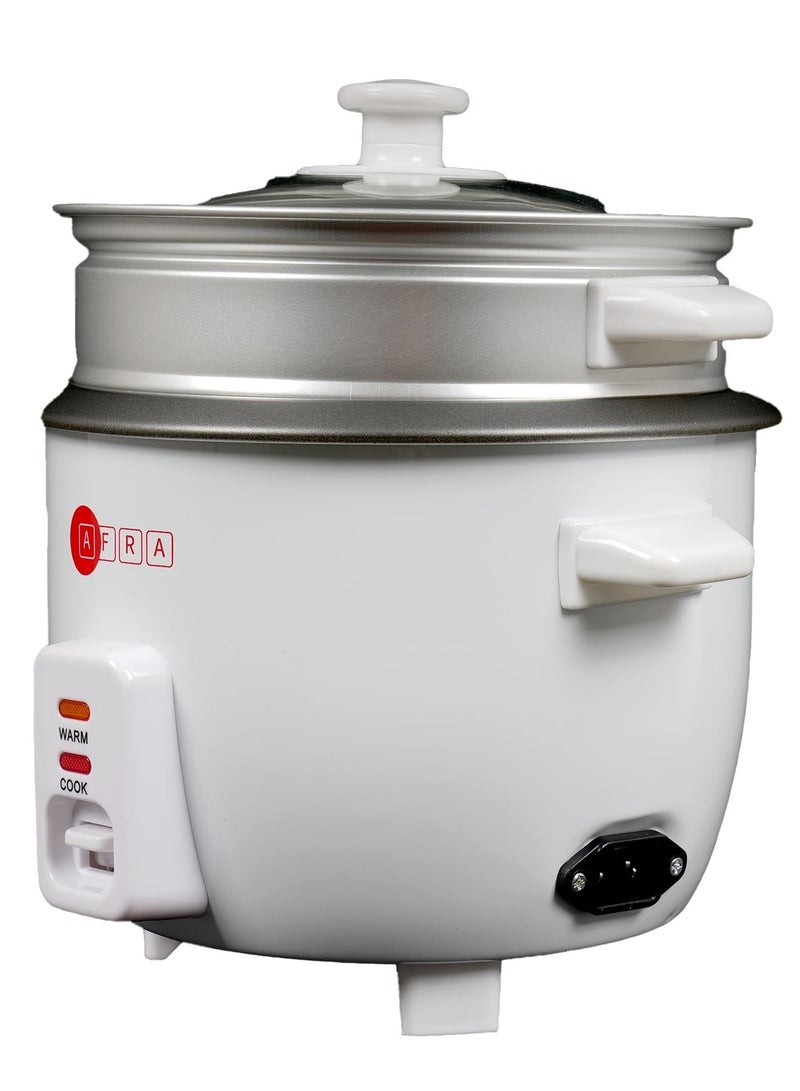 AFRA Japan Rice Cooker 1.0 Litre Capacity Non-Stick Inner Pot Glass Lid Aluminium Heating Plate Keep-Warm Function G-MARK ESMA ROHS and CB Certified 1 L 400 W AF-1040RCWT White - Image 3
