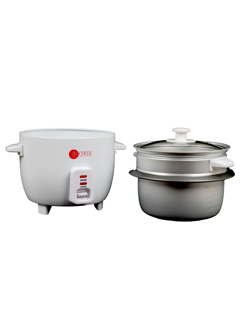 AFRA Japan Rice Cooker 1.0 Litre Capacity Non-Stick Inner Pot Glass Lid Aluminium Heating Plate Keep-Warm Function G-MARK ESMA ROHS and CB Certified 1 L 400 W AF-1040RCWT White - Image 5