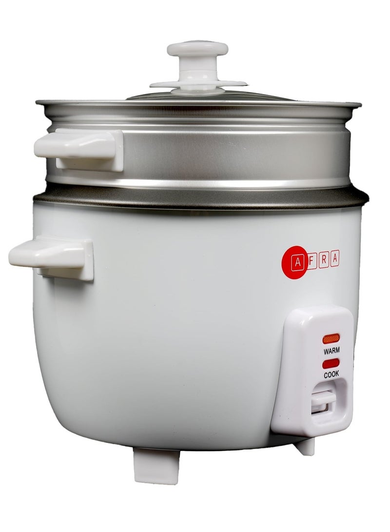 AFRA Japan Rice Cooker 1.0 Litre Capacity Non-Stick Inner Pot Glass Lid Aluminium Heating Plate Keep-Warm Function G-MARK ESMA ROHS and CB Certified 1 L 400 W AF-1040RCWT White - Image 2