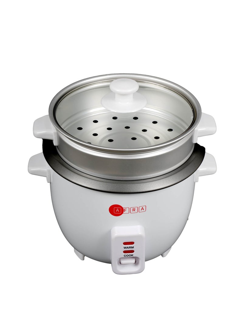 AFRA Japan Rice Cooker 1.0 Litre Capacity Non-Stick Inner Pot Glass Lid Aluminium Heating Plate Keep-Warm Function G-MARK ESMA ROHS and CB Certified 1 L 400 W AF-1040RCWT White - Image 4