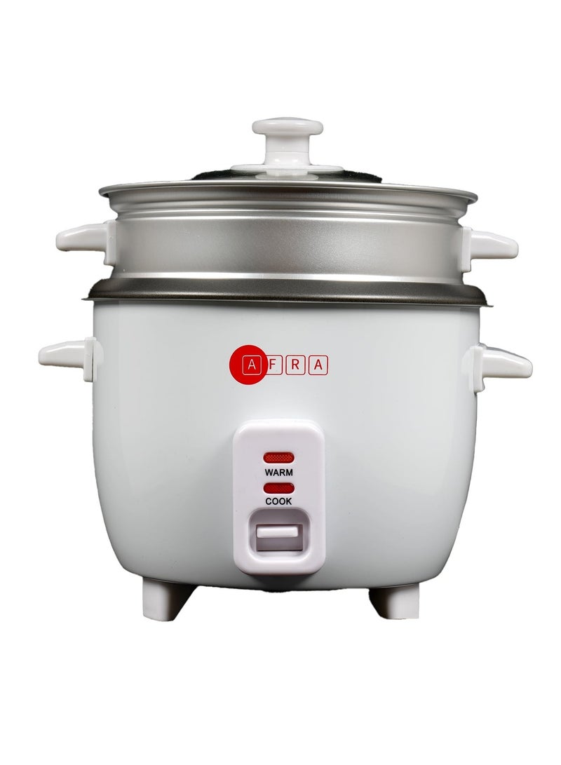 AFRA Japan Rice Cooker 1.0 Litre Capacity Non-Stick Inner Pot Glass Lid Aluminium Heating Plate Keep-Warm Function G-MARK ESMA ROHS and CB Certified 1 L 400 W AF-1040RCWT White - Image 1