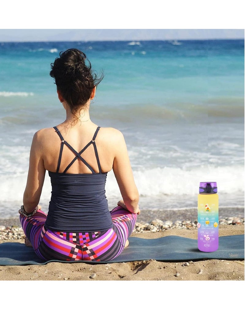 PAMEER 1-Set Water Bottle, 32oz/1L Motivational Water Bottle, with 2D+3D Stickers Time Marker Sports Drinking Water Bottle, Leak-Proof BPA Free, Perfect for School, GYM, Yoga Sports Bottles Random Colors  - Image 5