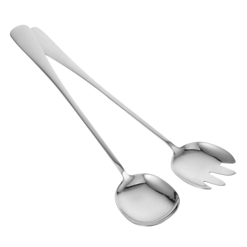 Stainless Steel Extended Serving Spoon and Fork Set for Buffet Soup Pasta Efficient Food Distribution - Image 2