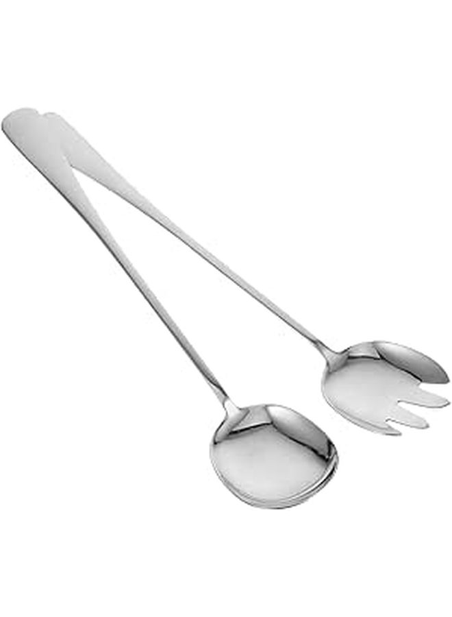 Stainless Steel Extended Serving Spoon and Fork Set for Buffet Soup Pasta Efficient Food Distribution - Image 1