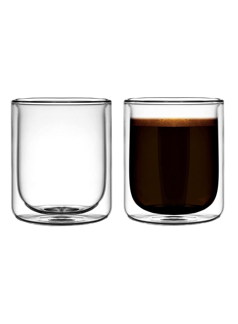 BLACKSTONE 2-Piece Double Wall Glass Coffee Cups Drink Glass Set 250ml - Image 1