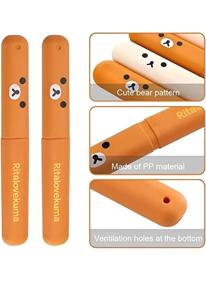 3 Pack Travel Toothbrush Case & Portable Holder, Lightweight Toothbrush Protector Cover Container for Camping, School, Business, Home & Travel Gear, Breathable Double Ventilation Design, Plastic Storage Box (Pink, Yellow, Brown) - Image 4