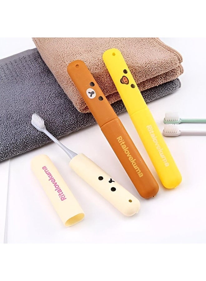 3 Pack Travel Toothbrush Case & Portable Holder, Lightweight Toothbrush Protector Cover Container for Camping, School, Business, Home & Travel Gear, Breathable Double Ventilation Design, Plastic Storage Box (Pink, Yellow, Brown) - Image 3