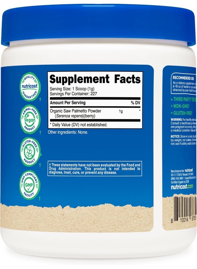 Nutricost Organic Saw Palmetto Powder 8oz - Certified USDA Organic Saw Palmetto, Gluten Free - Image 4