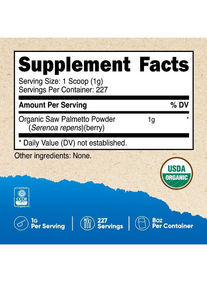 Nutricost Organic Saw Palmetto Powder 8oz - Certified USDA Organic Saw Palmetto, Gluten Free - Image 2