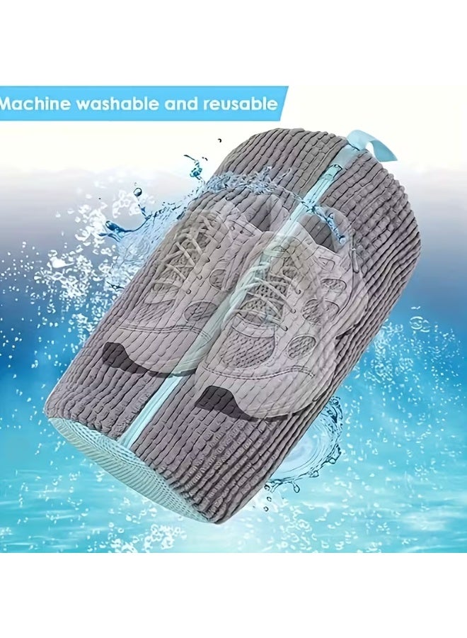 عدد 2 حقيبة غسيل أحذية رياضية قابلة لإعادة الاستخدام – تنظيف شامل بزاوية 360° مع سحاب أمان، مناسبة للغسالة والمجفف لجميع أنواع وأحجام الأحذية - Image 3
