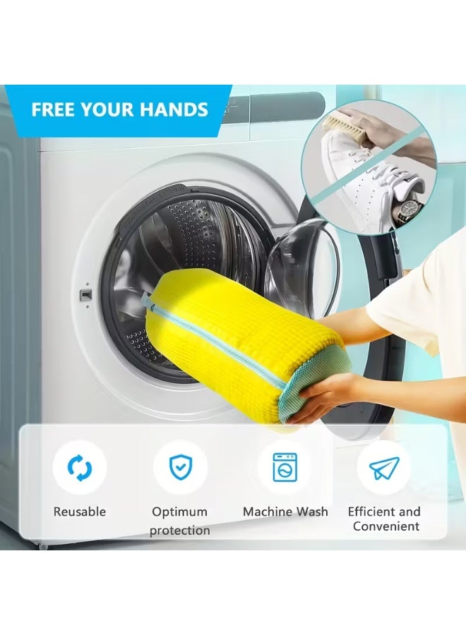 عدد 2 حقيبة غسيل أحذية رياضية قابلة لإعادة الاستخدام – تنظيف شامل بزاوية 360° مع سحاب أمان، مناسبة للغسالة والمجفف لجميع أنواع وأحجام الأحذية - Image 5