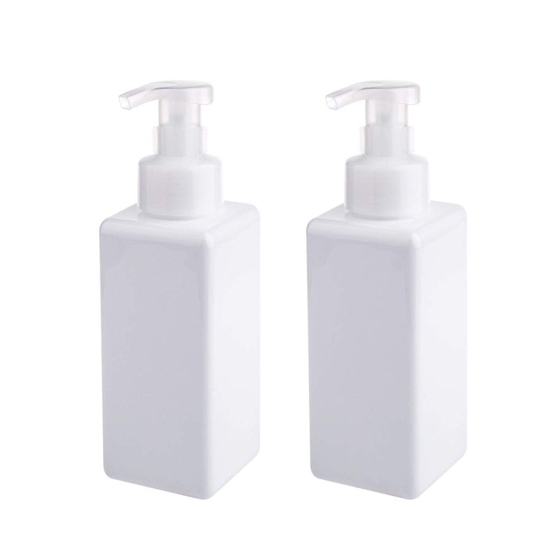 UUJOLY Foaming Soap Dispenser 650ml 22oz Refillable Plastic Pump Bottle for Liquid Soap Shampoo Body Wash 2 Pcs White