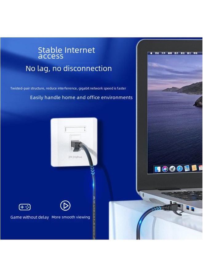 Jinghua Category 6 Network Cable CAT6 Gigabit Household Engineering Computer Broadband Router 8-core Twisted Pair Jumper-Color:Black-Line Length:10 M  - Image 3