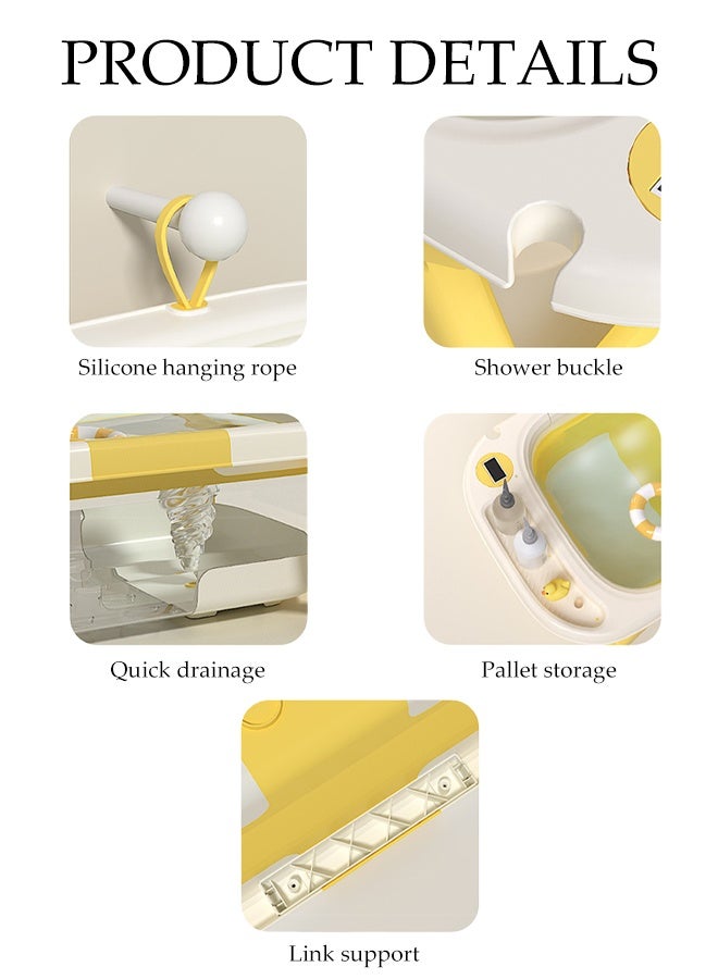 DUNISO Foldable Baby Bathtub,Portable Non-Slip Kids Shower Bath Basin with Water Temperature Gauge,Collapsible Toddler Bath Tub for 0-3 Years Kids，Suitable for Newborn Toddler Children Pets Travel - Image 3