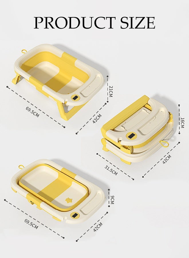 DUNISO Foldable Baby Bathtub,Portable Non-Slip Kids Shower Bath Basin with Water Temperature Gauge,Collapsible Toddler Bath Tub for 0-3 Years Kids，Suitable for Newborn Toddler Children Pets Travel - Image 2