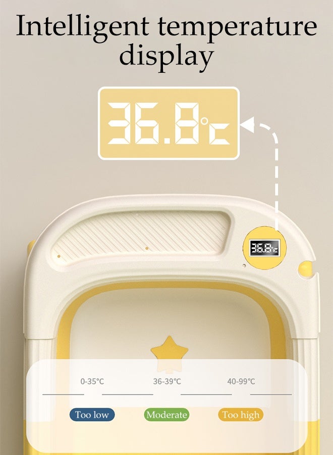 DUNISO Foldable Baby Bathtub,Portable Non-Slip Kids Shower Bath Basin with Water Temperature Gauge,Collapsible Toddler Bath Tub for 0-3 Years Kids，Suitable for Newborn Toddler Children Pets Travel - Image 5