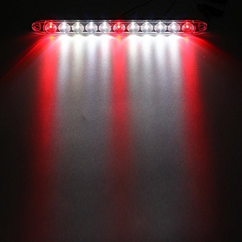 Partsam 2Pcs 15" Red 3 ID Bar w/Reverse white light 11 LED Truck Trailer RV Clear Lens Submersible Super Thin Led Trailer Tail Light Bar - Image 2