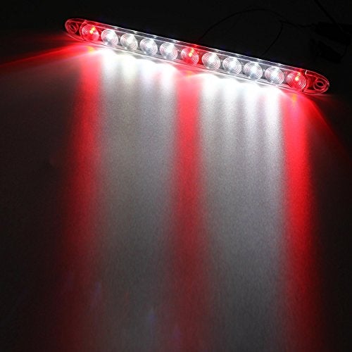 Partsam 2Pcs 15" Red 3 ID Bar w/Reverse white light 11 LED Truck Trailer RV Clear Lens Submersible Super Thin Led Trailer Tail Light Bar - Image 3