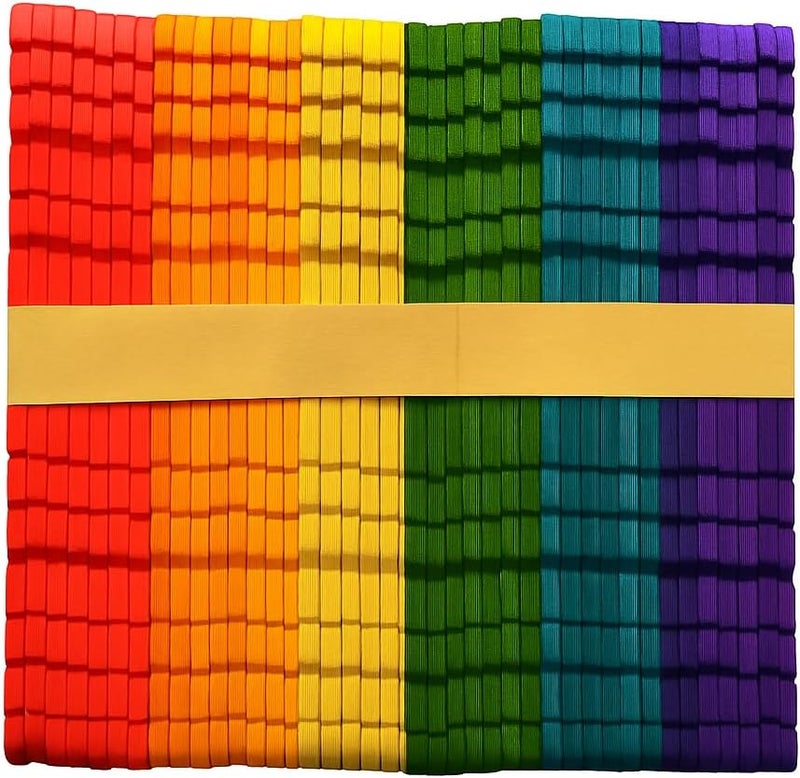 Fitto Wooden Sticks 114mm x 10mm, 50 Pieces, Mixed Colors for Crafts and DIY Projects - Image 1