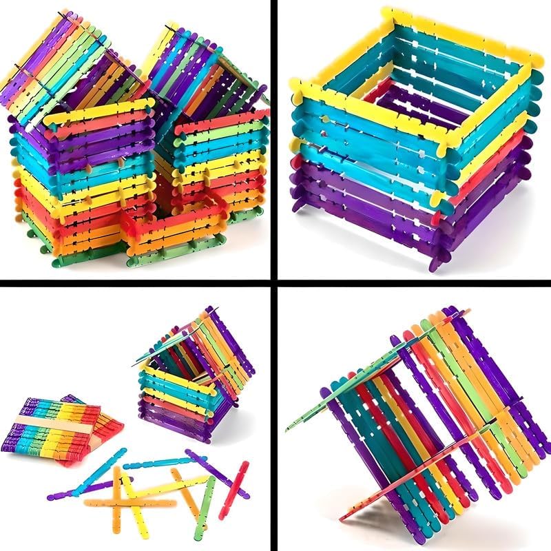 Fitto Wooden Sticks 114mm x 10mm, 50 Pieces, Mixed Colors for Crafts and DIY Projects - Image 3