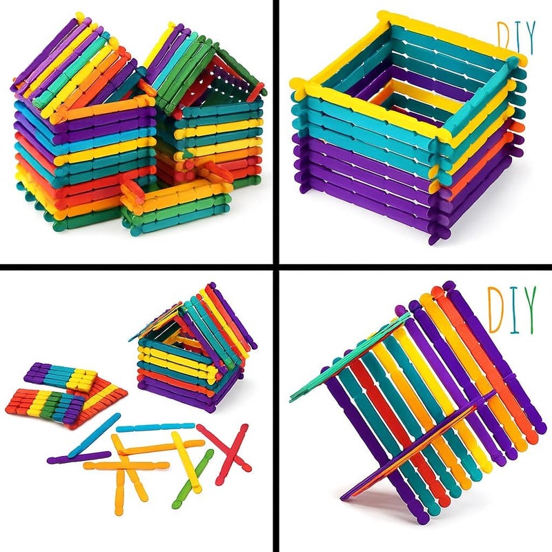 Fitto Wooden Sticks 114mm x 10mm, 50 Pieces, Mixed Colors for Crafts and DIY Projects - Image 2